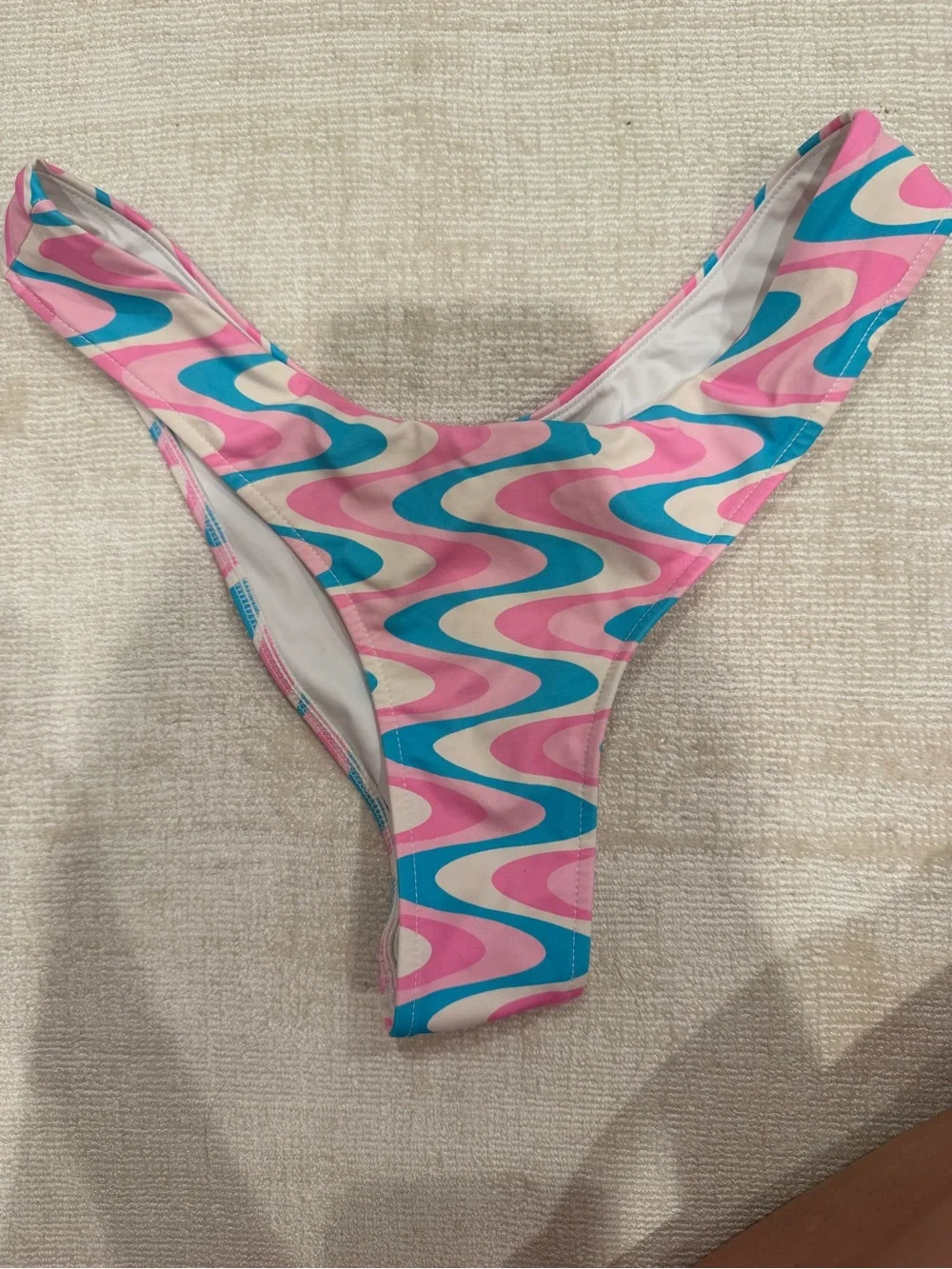 Pink & Teal Wave-Print Bikini Top and Bottom